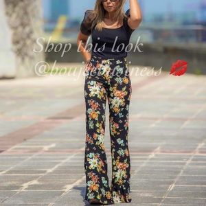 ZARA Floral Print Flare Leg Pants